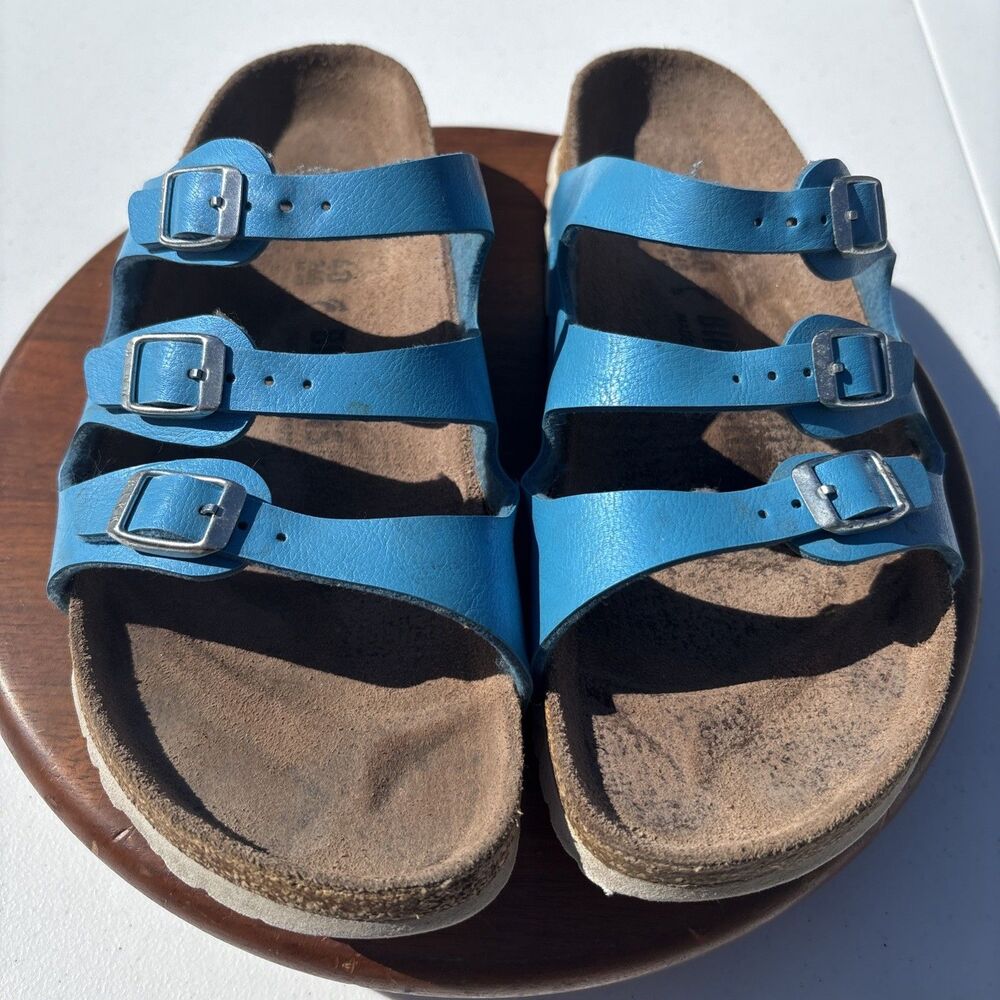 Birkinstock Florida Sandals Slides Women’s EU 40 US W9 Blue 3 Strap - Picture 6 of 12